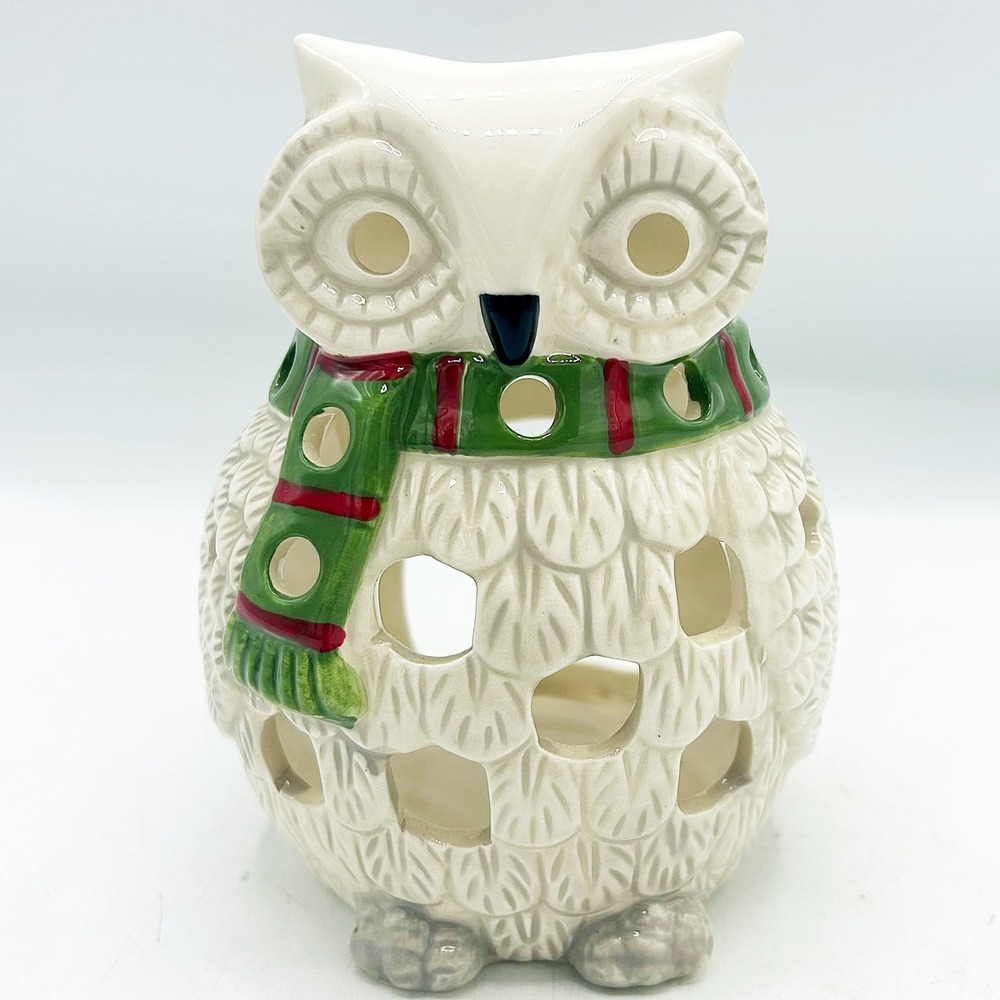 Yankee Candle Sparkling Snow Owl Tea Light Holder Christmas